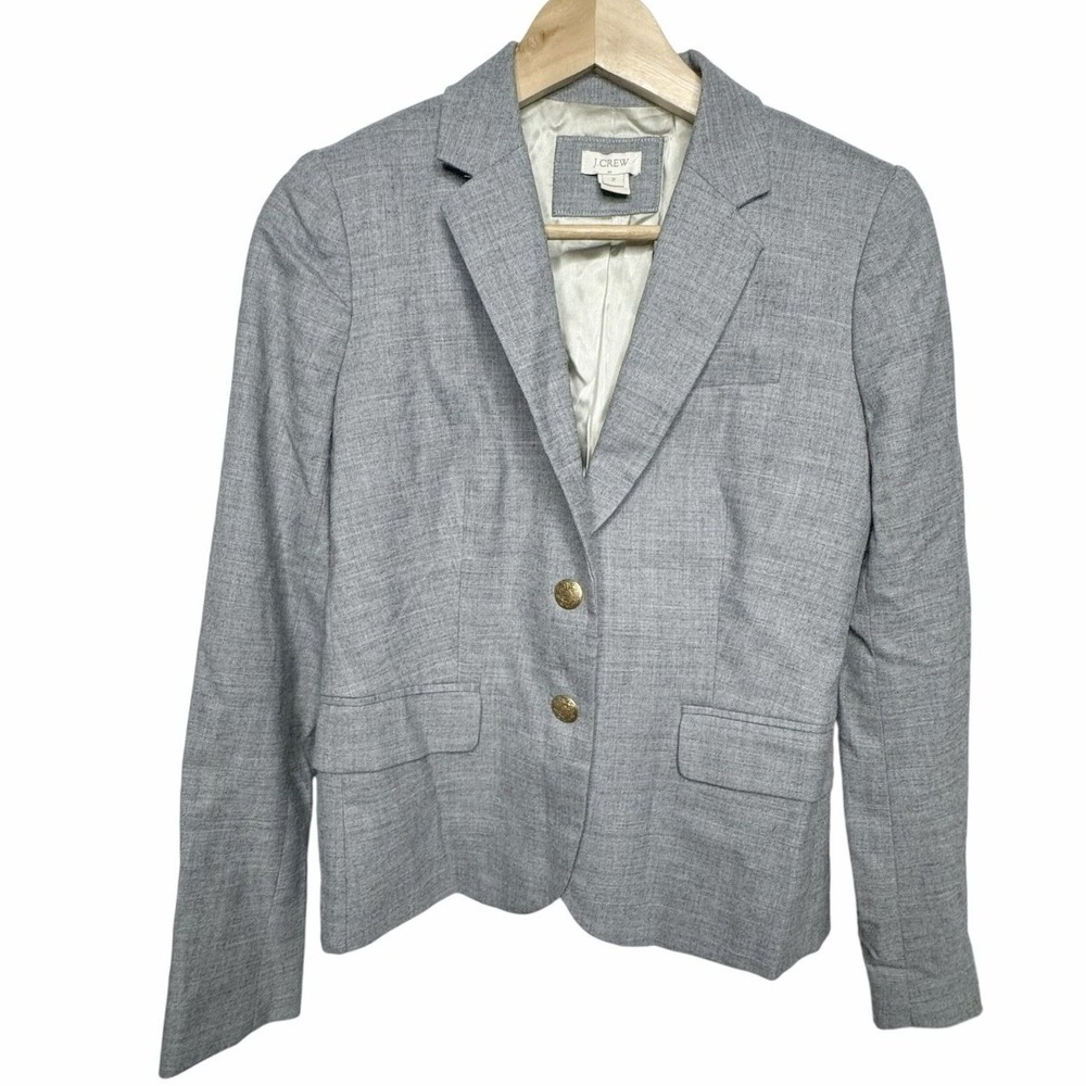 J. Crew Gray Wool‎ Blend Blazer Lightweight casual Size 2 Dark Academia Preppy